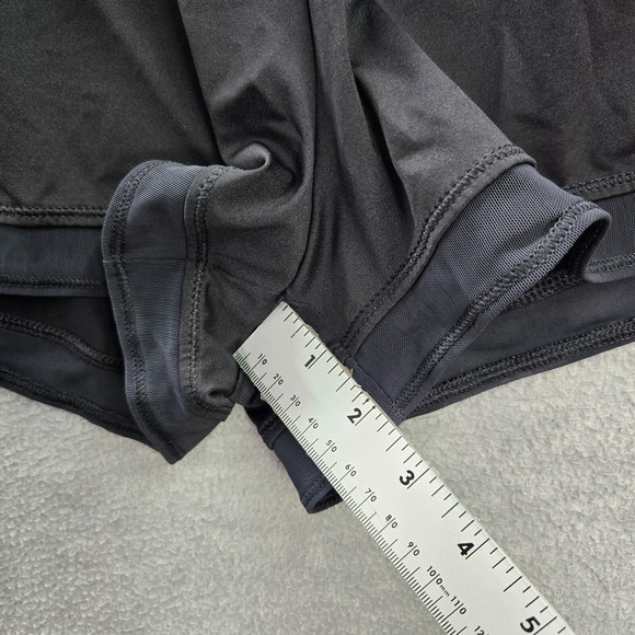 Nike Women Activewear‎ Shorts XL Black Swoosh Logo High Rise Mesh 2 in Inseam - Picture 6 of 9